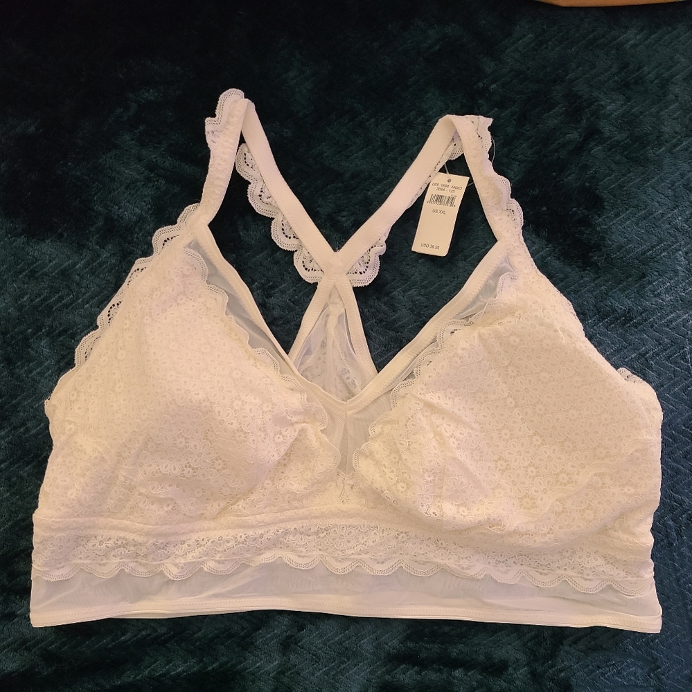 AERIE off white racerback Bralette size XXL